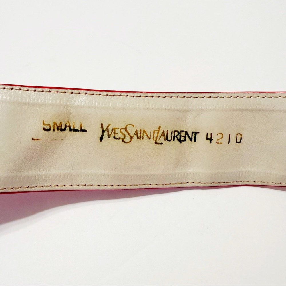 VINTAGE YVES SAINT LAURENT RED PATENT LEATHER BELT - Picture 7 of 7